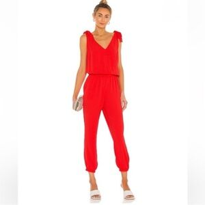 Amanda Uprichard Josephina Tracksuit in Crimson Red Tie-Strap Jumpsuit Medium